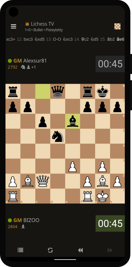 Lichess TV on mobile