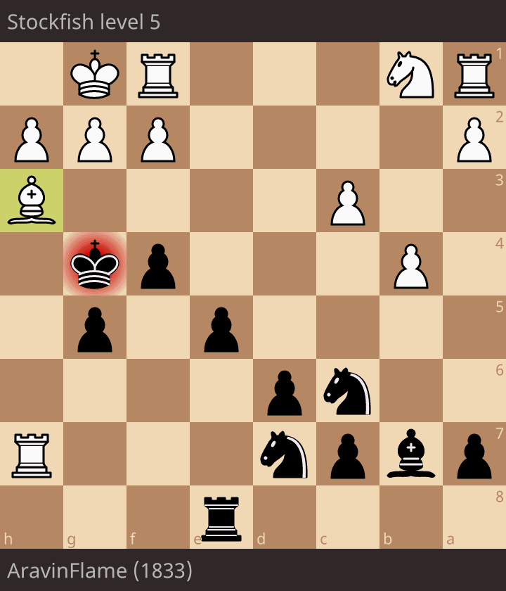 Stockfish level 5 - AravinFlame (1833) • lichess.org