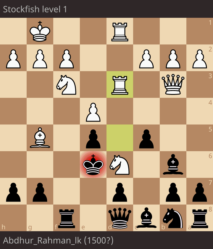 Stockfish level 1 - Abdhur_Rahman_lk (1500?) • lichess.org